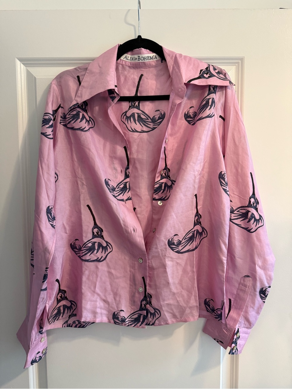 Alix Of Bohemia Dolly Pink Calla Lily Silk Shirt